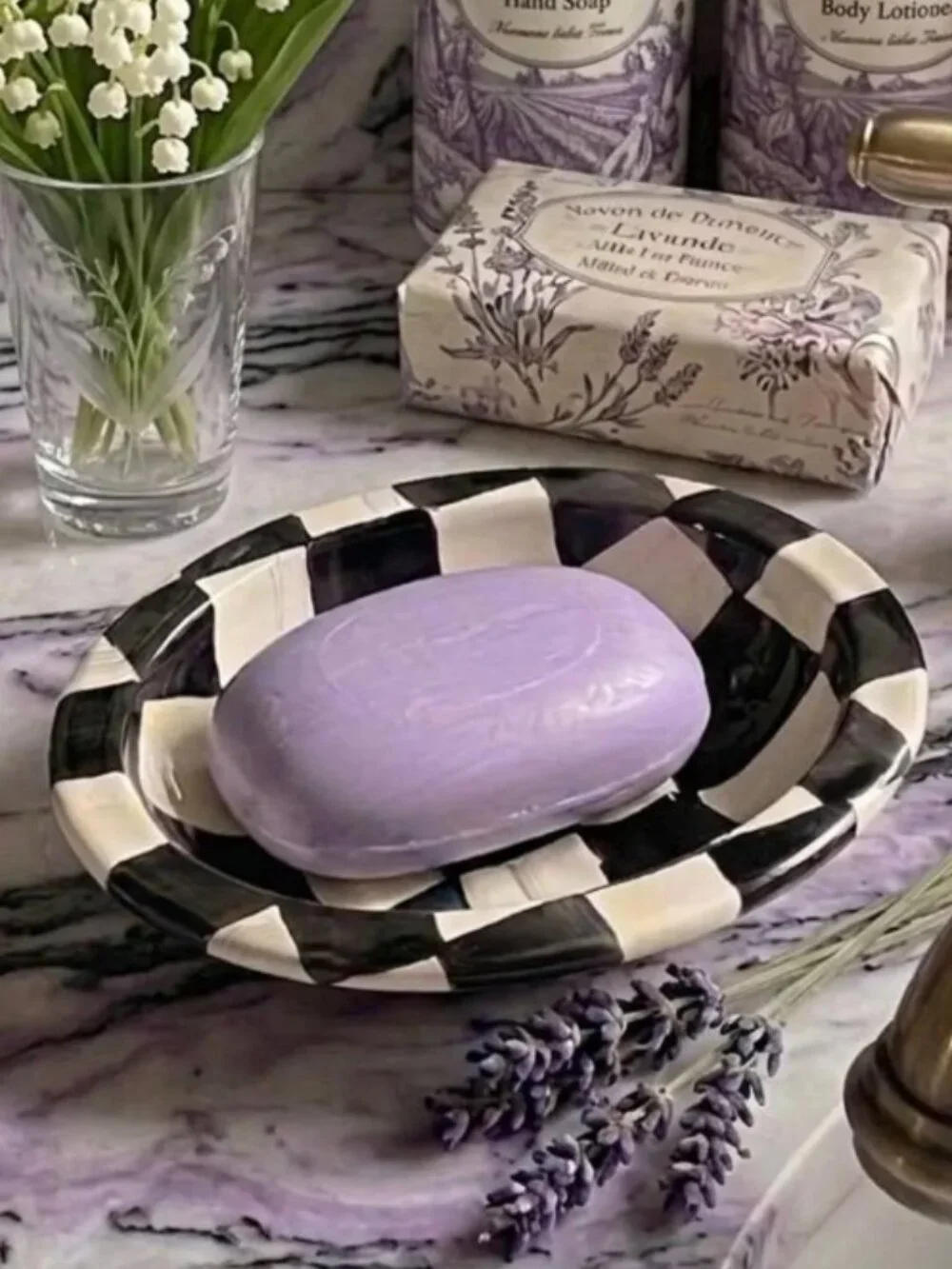 MacKenzie-Childs Courtly Check Oval Soap - Trinket Dish